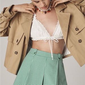 Maeve | Anthropologie | NWT Green Gingham Menswear Pleated Skort | Sz 14